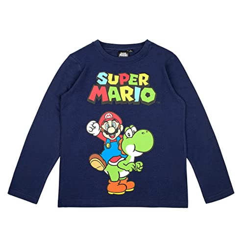Super Mario Camiseta de manga larga para niño y, azul, 104