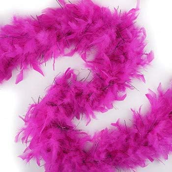 ZUCKER Chandelle Feather Boa - Turkey Feathers with Tinsel 6 Ft - Christmas Decorations - Vibrant Holiday Home Decor - Costume Cosplay Accessory - Shocking Pink/Black Lurex