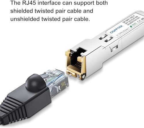 Image of QSFPTEK 10GBASE-T SFP+ to RJ45 Module, 10Gb Ethernet Copper RJ-45, 10 Gigabit Mini gbic Networking Transceiver Compatible with HPE BladeSystem 813874-B21, up to 30m