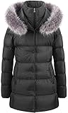 CREATMO US Women's Winter Hooded Coat Bubble Warm Long Puffer Jacket Parka Black L