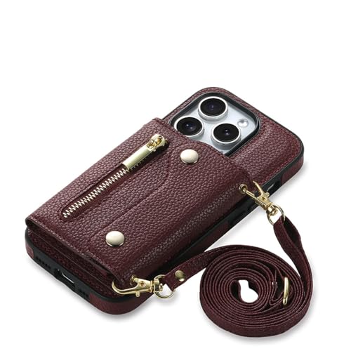 Étui en cuir de luxe ENILSA avec lanière élégante pour iPhone 15 Pro Max