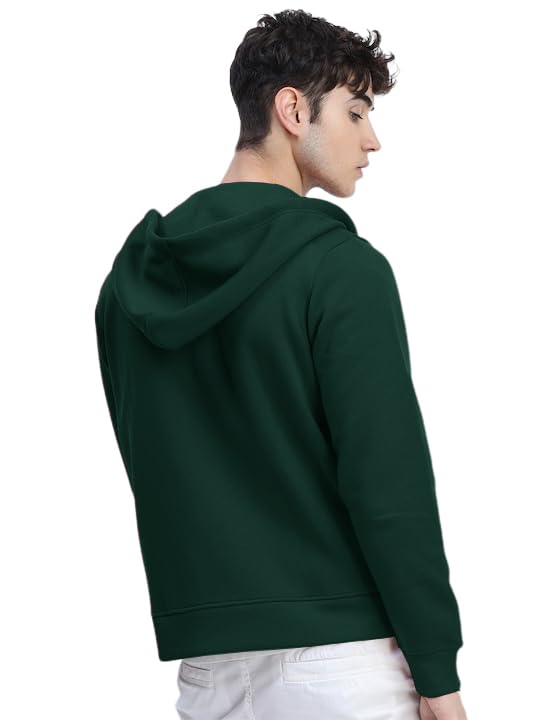 Image of LAZYCHUNKS Men's Cotton Blend Zipper Hooded Sweatshirt | Full Sleeve Hooded Neck Jacket | Regular Fit with Kangaroo Pocket | Stylish Winter Wear for Men