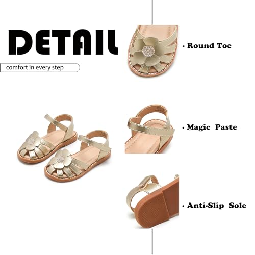 Image of Flaryzone Girls Sandals Closed Toe Summer Flats Dress Sandals Shoes Toddler /Little Kid