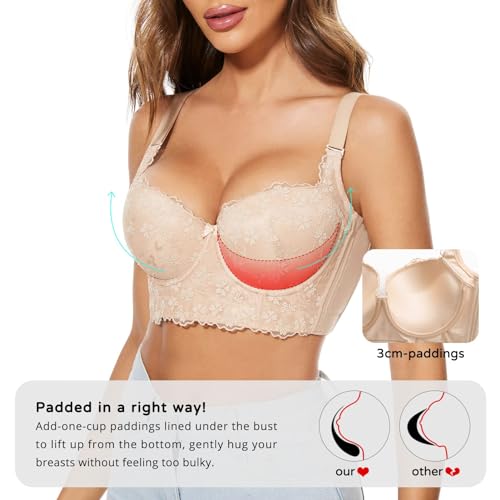 Image of FallSweet Push Up Bras for Women Corset Top Bustier Padded Underwire Bra Add One Cup