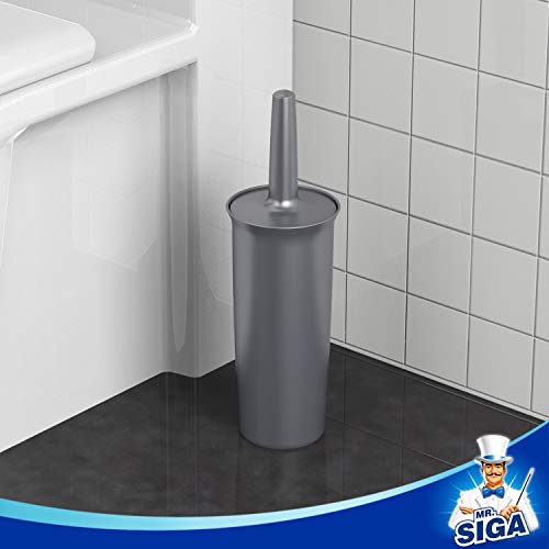 Image of MR.SIGA Toilet Bowl Brush and Holder for Bathroom, Gray, 1 Pack