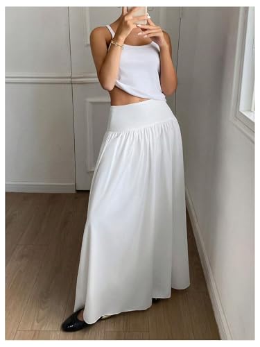 Milumia Women's Flared Flowy Long Skirt High Waist Maxi Skirts Elegant3