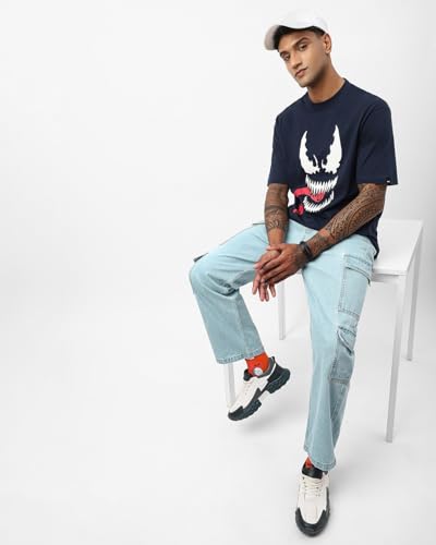 Image of Bewakoof Men's Cotton Graphic Print Oversized Fit T-Shirt