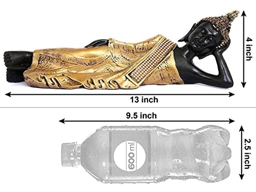 Image of eCraftIndia Polyresin Lord Buddha Idol (33.01 cm x 10.16 cm x 10.16 cm, Golden and Black)