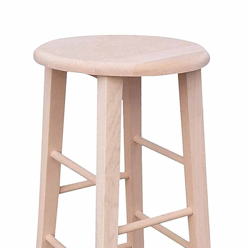 Sgabello bar legno rotondo h 80 cm grezzo da verniciare gambe a sciabola