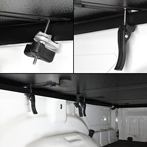 Frp Hard Solid Tri-Fold Adjustable Truck Tonneau Cover Compatible With Titan 6.7Ft Fleetside/Styleside Bed 04-15, Black Powdercoated #TOP5