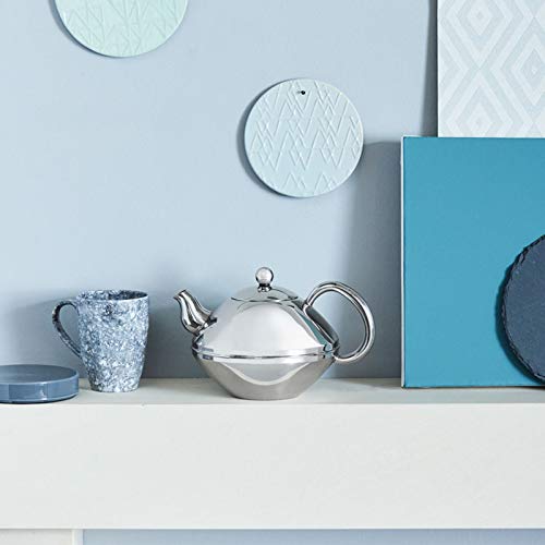 Bredemeijer Ceylon Double Walled Teapot, 1.4-Liter, Stainless Steel Glossy Finish With Chromium Accents #TOP1