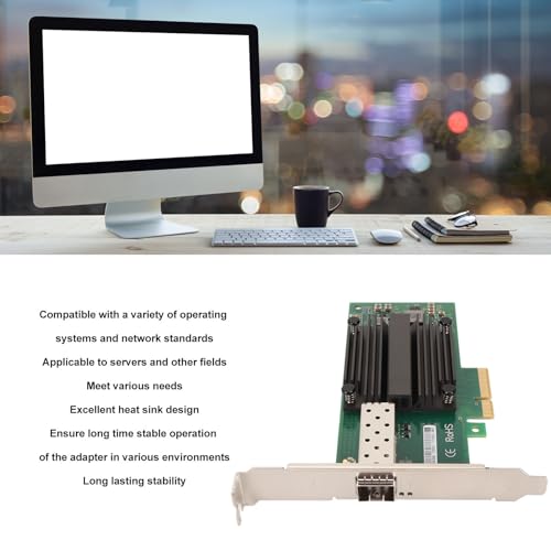 Adaptador de red PCIe X4 10 Gigabit con interfaz SFP Plus, baja latencia, disipador de calor excelente miniatura 2