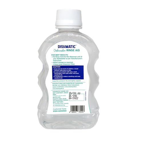Image of Dishmatic Dishwasher Rinse Aid (250 ml X 4 bottles), Automatic Dishwashing Liquid Regular Combo Pack for Sparkling Clean Dishes Compatible with All Dishwashers