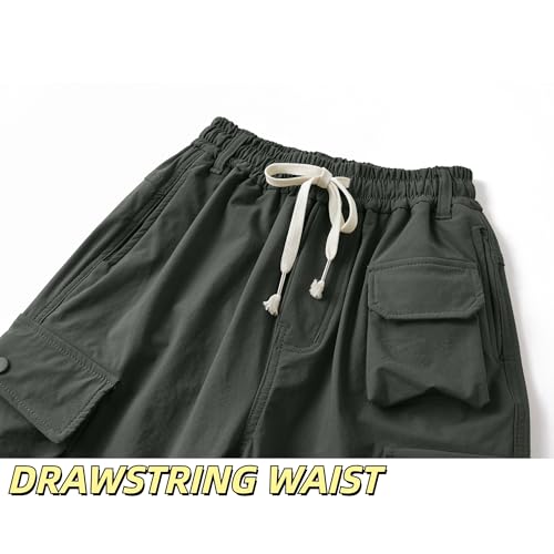 Boy's Cargo Joggers Pants Youth Quick Dry Hiking Lightweight Pants for Sports Outdoor Sweatpants with Zipper Pockets3