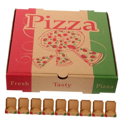 OFFSCH 10pcs Takeaway Paper Pizza Boxes Portable Pizza Boxes Thicken Paper for Outdoor Use