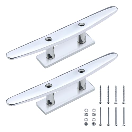 YANYUCB Boat Cleat,Open Base Dock Cleats,8 inch Marine Boat Cleat,316 Stainless Steel Boat Cleat Rope Cleat with Fasteners for Boats,Docks,Decks,Kayaks(2 Pack)