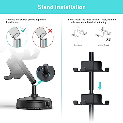 MANMUVIMO Headphone Controller Storage Holder for Desk 4 Tiers with Anti-Slip Stable Suction Cup, Controller Holder, Universal Gaming Desk Accessories for PS5/PS4/Xbox Series/Xbox One by MANMUVIMO - Image 6