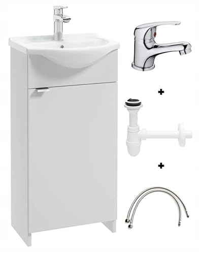 Deftrans Domodomo - Armadietto da bagno con lavabo, 86 x 38 x 19,6 cm, colore: Bianco