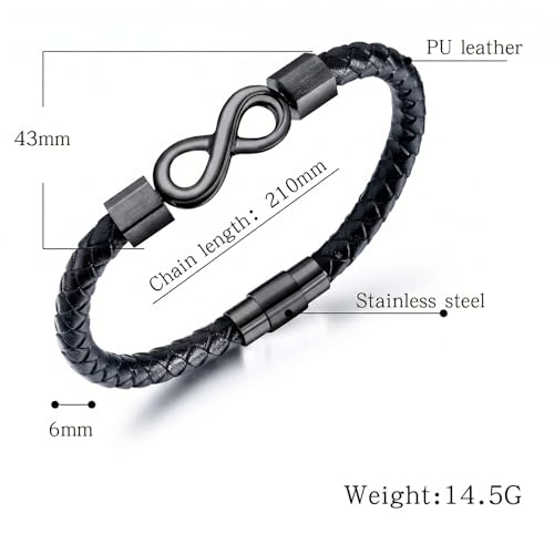 Image of Nakabh Titanium Steel Vegan Leather Micro Insert Bracelet for Men & Boys