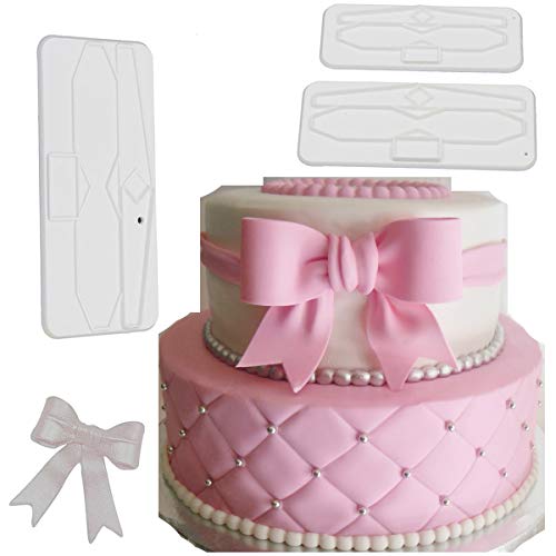 Anyana ribbon bowknot bow tie cutter set cookie impression mold plastic cutter fondant sugar paste cutter gum paste Modelling Tools for Cake Cupcake Toppers Decoration Pack of 3