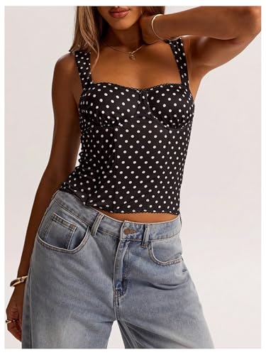 SOLY HUX Women's Polka Dots Corset Tops Y2k Sleeveless Bustier Going Out Crop Tank Top3