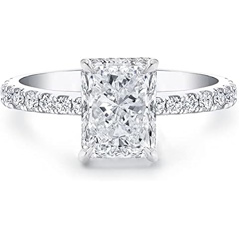 Bo.Dream 1.5ct Radiant Cut Cubic Zirconia Engagement Rings for Women Platinum Plated Sterling Silver Size 5.5 Cover