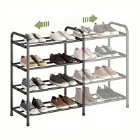 Aniston Expandable Shoe Rack, 44cm-80cm(17.6\"-32\") Adjustable Small Shoe Rack, 4 Tier Metal Shoe Shelf for for Closet, Entryway, Hallway, Garage, Dormitory