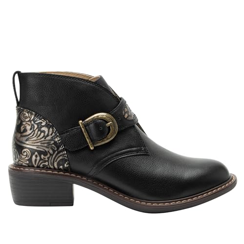 Alegria Womens Mikki Western Buckle Leather Bootie2