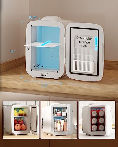 Image of BEICHEN Mini Fridge [Upgrade], Small Fridge Rapid Cooling 4 Liter /6 Cans Skincare Fridge, Cooler and Warmer Refrigerators for Bedroom, Cosmetics, Office and Car (White)