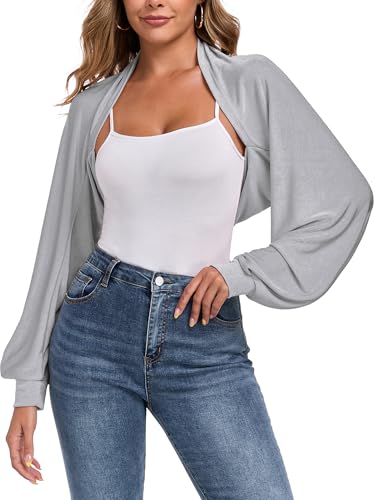 Image of ZAFUL Women's Sheer Shrug Y2K Long Sleeve Cardigans 2026 Irregular Tie Front Bolera