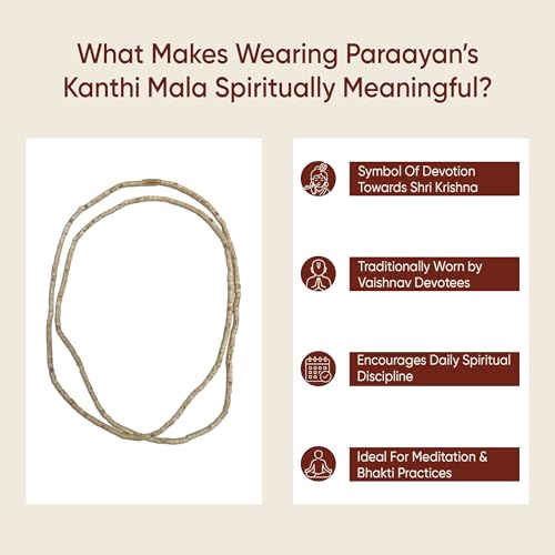 Image of Original Tulsi Kanthi Mala | 2 Rounds | Tulsi Wood Beads Hand Strung with Silk Thread | Vaishnav Tulsi Mala for Men & Women | Radha Krishna Wooden Beads Mala