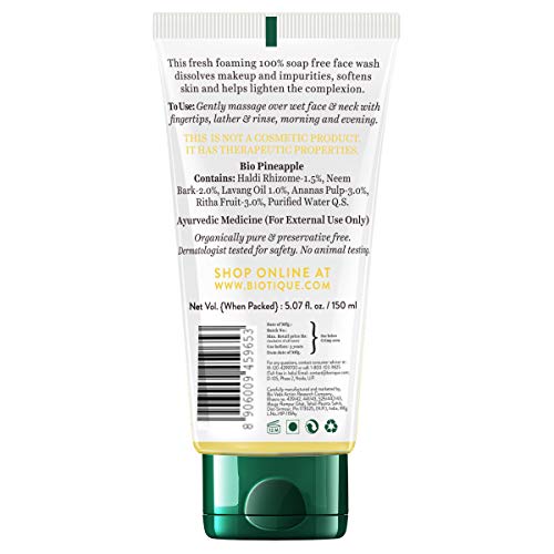 Image of Biotique Bio Papaya Visibly Flawless Skin Face Wash For All Skin Types, 150ml & Bio Pineapple Oil Control Foaming Face Wash, 150ml