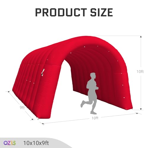 Image of OZIS 10FT Inflatable Tunnel Sports Entrance with Installed Blower Inflatable Tunnel Tent for Business Advertising Event Exhibition Promotion,Street,Shop,Supermarket,School(Red, 10x10x9Ft)