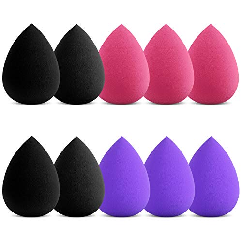 Syntus Makeup Sponge Set, 10 Pcs Beauty Foundation Sponges Blending Latex-free Washable Cosmetic Blender Applicator Puff, Flawless for Powder Liquid Cream, Dark