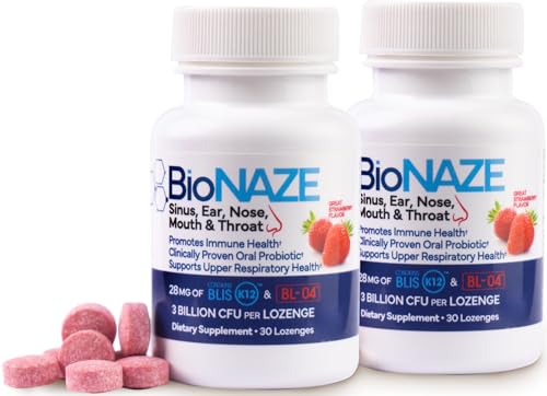 BioNaze Oral Probiotic BLIS K12 & BL-04 for Sinus Tonsil Stones Bad Breath Post Nasal Drip Throat & Mouth. Improve Upper Respiratory Health with Clinically Proven Oral Probiotics (2 Pack)