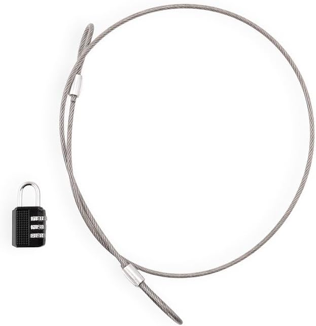 Arcon Security Cable 19766, with Separate Lock, 3 Millimeter Diameter x 36 Inch Length, Stainless Steel, Clear Vinyl Sleeve