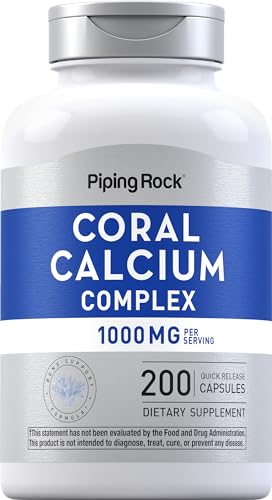 Piping Rock Coral Calcium 1000 mg | 200 Capsules | Bone Formula Complex