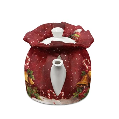 Image of Christmas Tea Cozy Cover Insulated Dust Cover for Teapot Snowman Tea Pot Covers for Keeping Warm Kettle Protector Washable Portable Kitchen Decoration Gift for Christmas