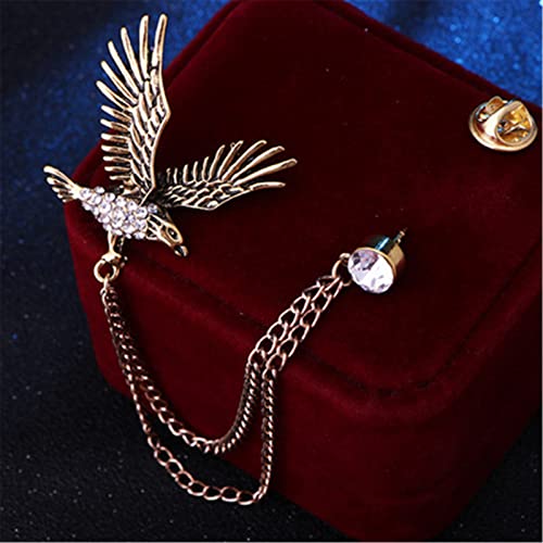 Image of WCRAZYE Shiny Rhinestone Metal Feather Lapel Pin Angel Wings Tassel Chain Brooch Collar Pins for Women Girls Men's Animal Eagle Pin Suit Sweater Shawl Coat Breastpin Accessories