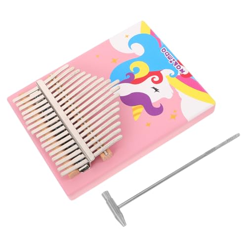 EXQUIMEUBLE 拇指琴 カリンバ 音 木製 指ピアノ ピンク カートゥーンモチーフ