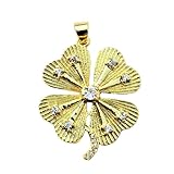 LKBEADS Colgante de trébol de la suerte | Fabricado en acero inoxidable | Chapado en oro, 25 mm | Joyería floral, dije de flor | LK_CHP_0187_w