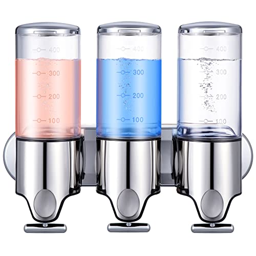 Kinsinder 1500 ML dispensadora jabón cámaras, dispensador desinfectante Manual Pared, contenedor loción champú dispensador Gel Ducha para Inodoro baño Cocina Hotel (Transparente) Cover