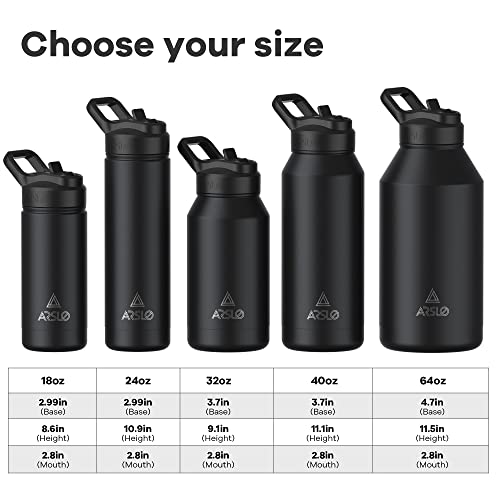 Arslo Insulated Sport Bottle With Straw Lid, Stainless Steel Water Bottles Double Walled, Vacuum Thermo Mug,Metal Water Bottle Insulated Keeps Water Cold #TOP3