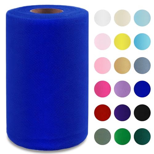 Royal Blue Tulle Fabric Roll 6 by 100 Yards (300 ft) Soft Tulle Spool for DIY Crafting Favor Supplies Tutus Wedding Party Decorations Gift Wrapping