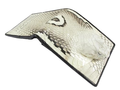 Genuine Cobra Snake Skin Leather with Head Bifold Men's Wallet ([B1] - 6 Card Slots + 2 ID Windows + 2 Compartments for Bills, Natural)4