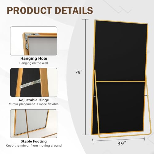 Image of LFT HUIMEI2Y 79 inchx39 inch Full Length Mirror, Gold Floor Mirror