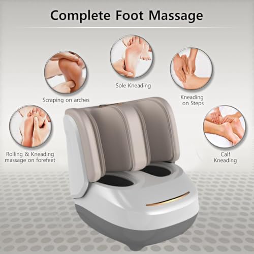 Image of ELUX Leg & Foot Massager for Pain Relief | 9 Modes, 6 Speed & Intensity Levels | Deep Kneading, Shiatsu, Air Compression, Heat Therapy | For Calf, Ankle & Foot Relaxation at Home | ELUX LEG MASSAGER (White)