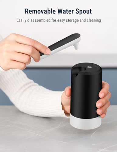 Image of COSTAR Portable Water Dispenser Pump for 20 Litre Bottle, Mini Water Pump with Removable Spout, USB Rechargeable Water Dispenser for Home with Low Noise | High Efficiency (Kingfisher 4), Black