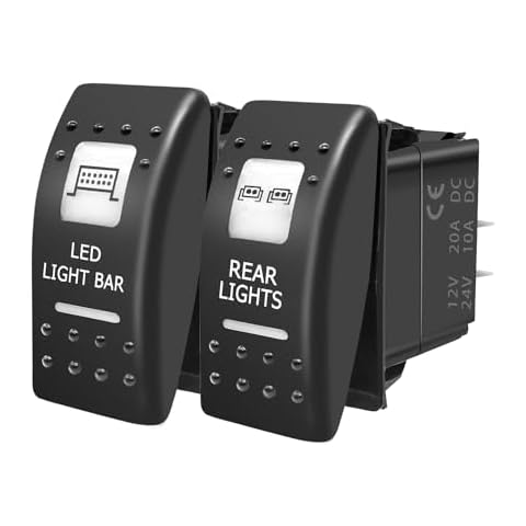 FXC LED Light Bar + Rear Lights Waterproof Rocker Switch On/Off 5 PIN SPST Switches w/Blue Backlit 12V 24V Toggle Switches Compatible for Polaris RZR Can-Am ATV UTV Car Truck Rv Cover