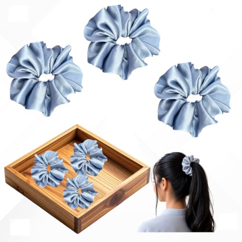 Image of Crunchy Hair Band |Pack of 3|Scrunchie Rubber Band for Hair (Grey)